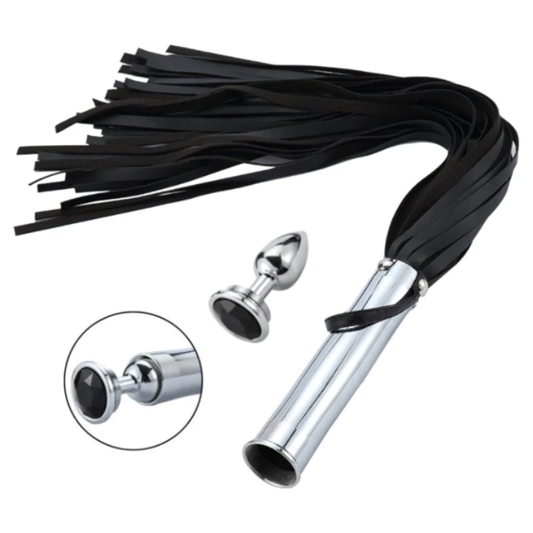 Leather Whip With Removable Butt Plug