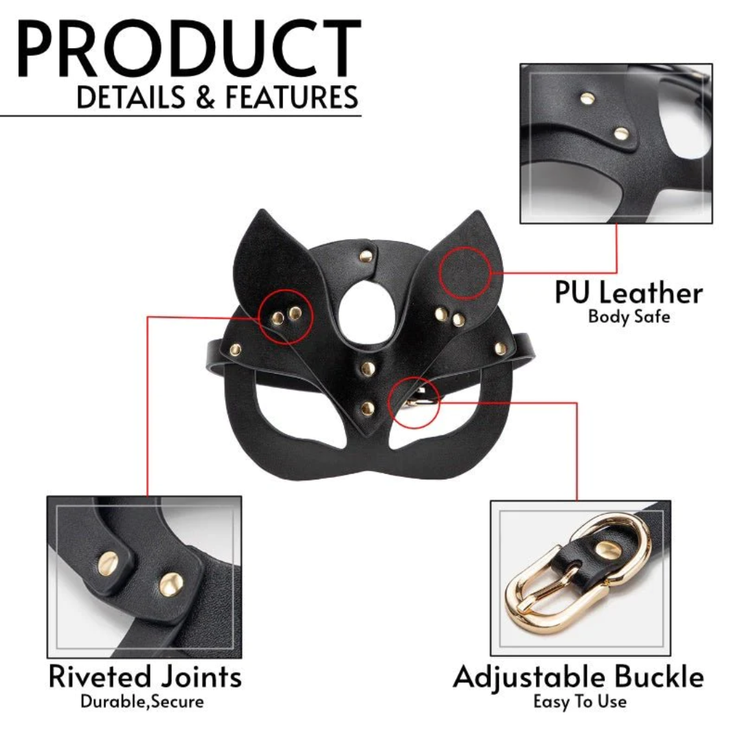 BDSM FAUX LEATHER MASK - VIXEN