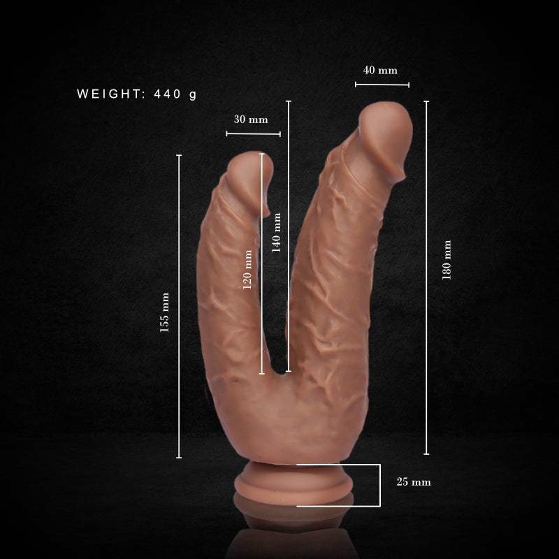 DoubleTrouble: The Realistic Suction Cup Double Dildo